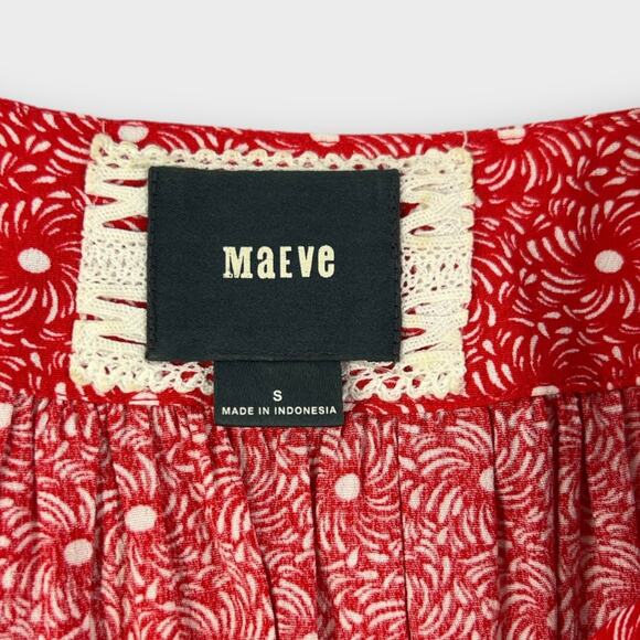Anthropologie Maeve Monaco Red V-Neck Printed Dress Size Small - Picture 4 of 7